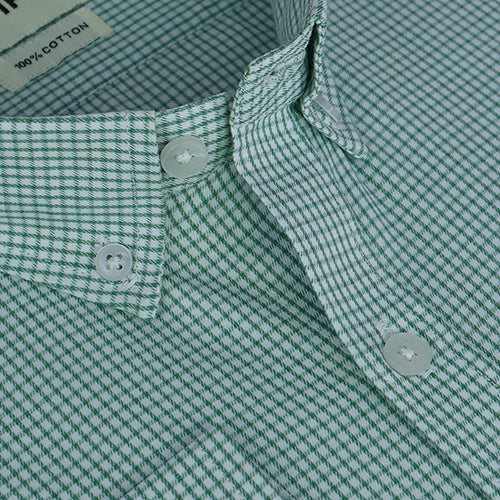 Men's 100% Cotton Graph Checkered Full Sleeves Shirt (Green) FSF516618_4