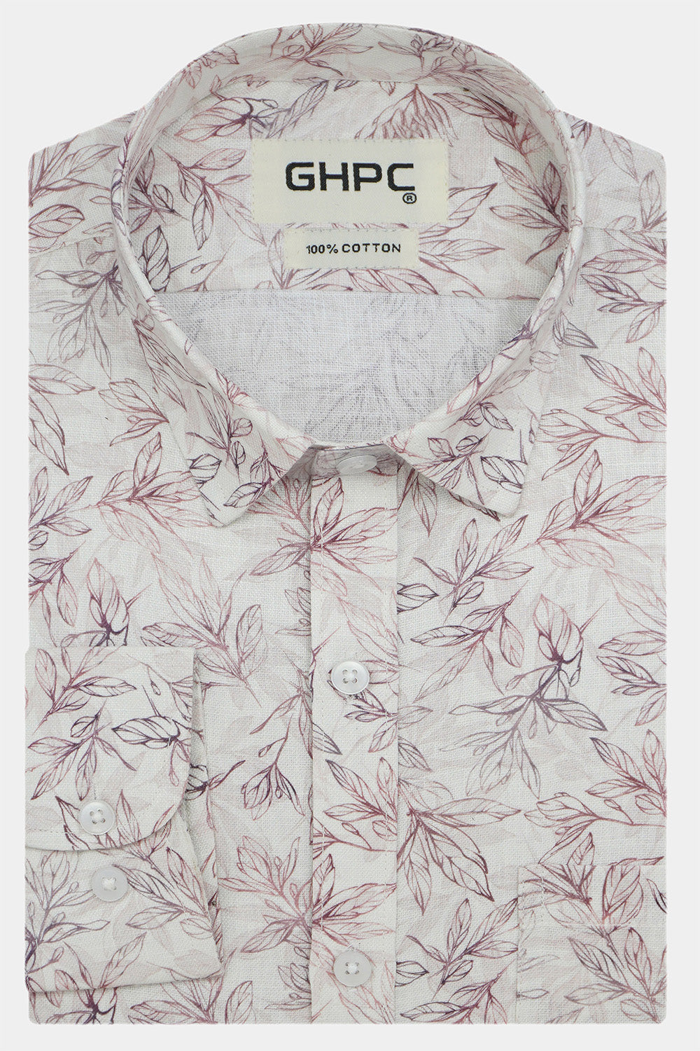 Men's 100% Cotton Printed Full Sleeves Shirts (Wine)