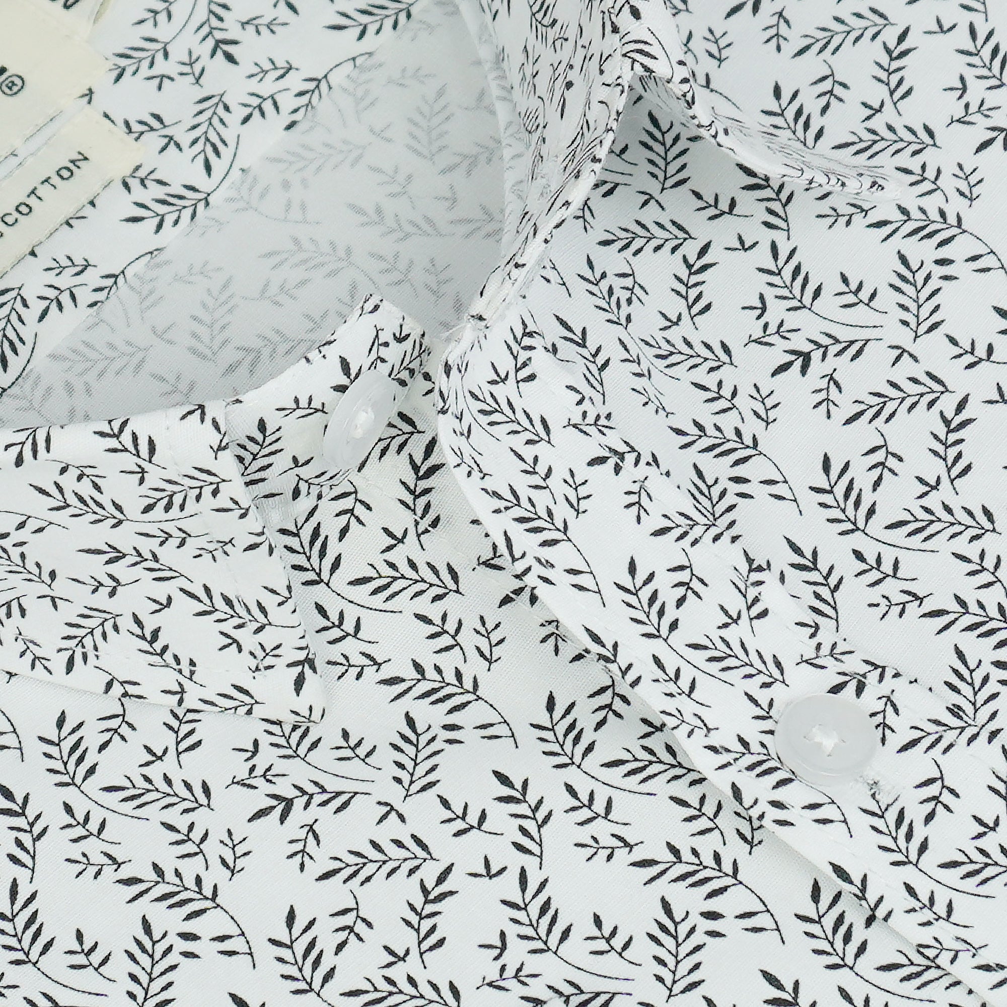 Men's 100% Cotton Printed Full Sleeves Shirts (White)