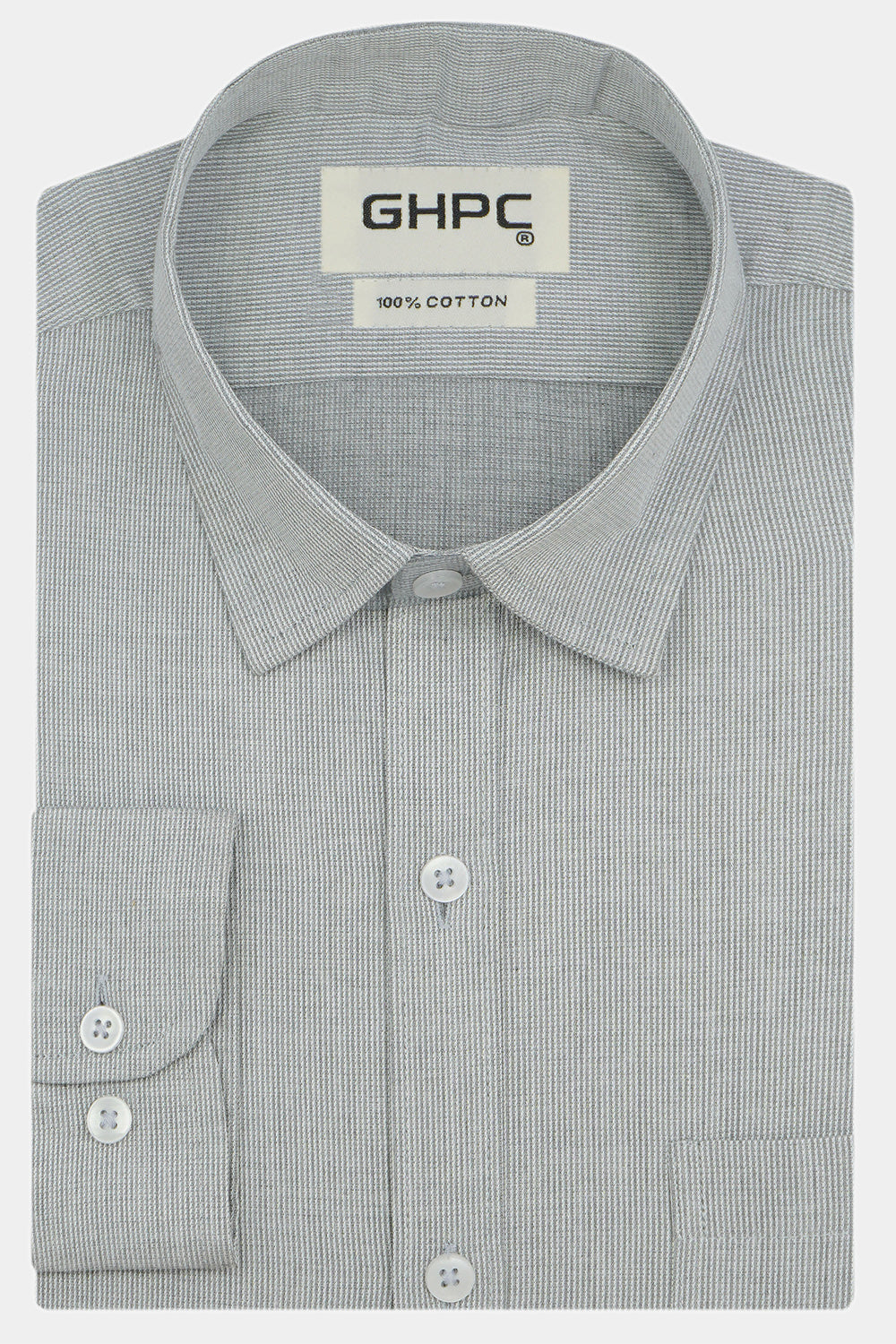 Men's 100% Cotton Checkered Full Sleeves Shirts (Grey)