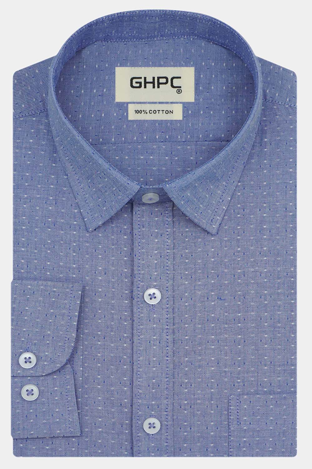 Men's 100% Cotton Printed Full Sleeves Shirts (Blue)