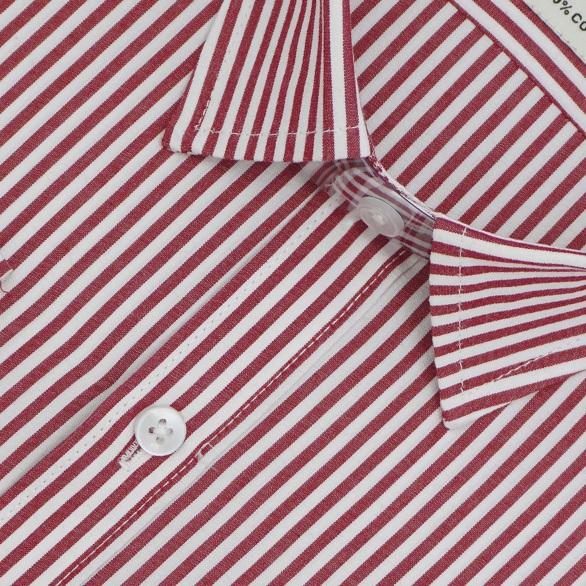 Men's 100% Cotton Striped Full Sleeves Shirts (Red)