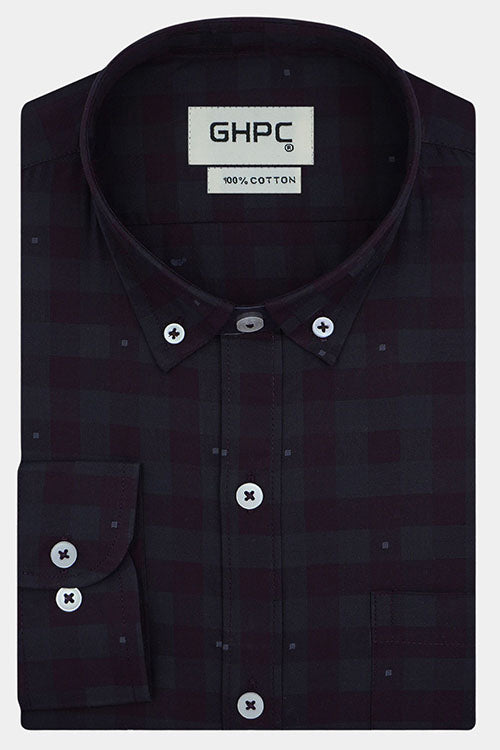 Men's 100% Cotton Gingham Checkered Full Sleeves Shirt (Wine) FSF703437_1_0221cc3f-7c95-47c6-aecd-008f822f0cd5