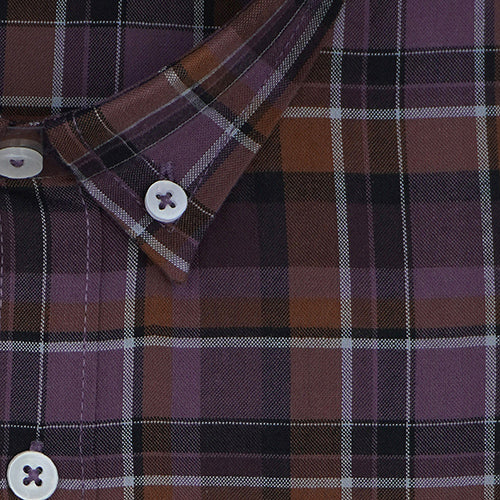 Men's 100% Cotton Plaid Checkered Full Sleeves Shirt (Mauve) FSF704068_2