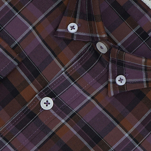 Men's 100% Cotton Plaid Checkered Full Sleeves Shirt (Mauve) FSF704068_3