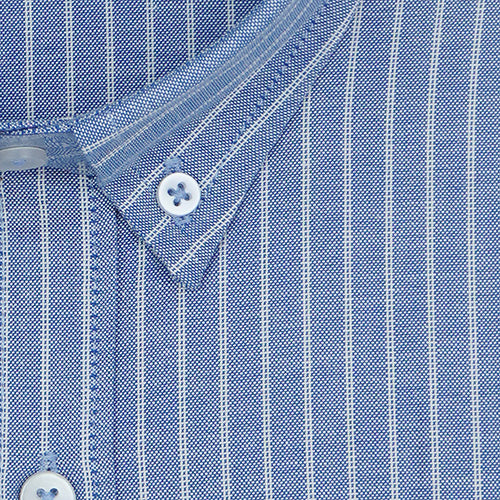 Men's 100% Cotton Chalk Striped Full Sleeves Shirt (Blue) FSF705547_2