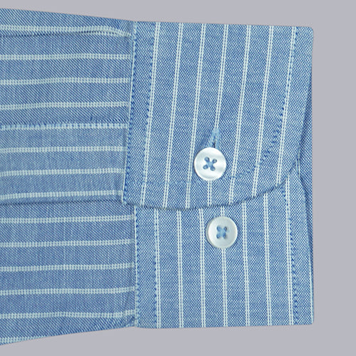 Men's 100% Cotton Chalk Striped Full Sleeves Shirt (Blue) FSF705547_4