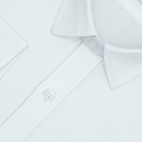 Men's 100% Cotton Harlequin Self Design Full Sleeves Shirt (White)