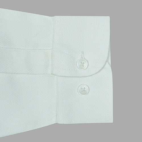 Men's 100% Cotton Harlequin Self Design Full Sleeves Shirt (White)
