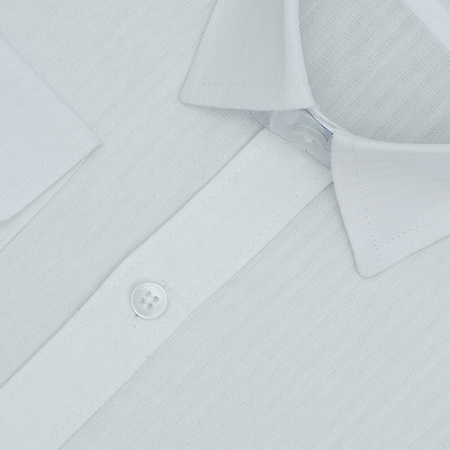 Men's 100% Cotton Self Design Full Sleeves Shirt (White)