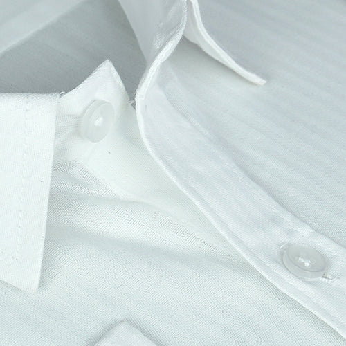 Men's 100% Cotton Self Design Full Sleeves Shirt (White)