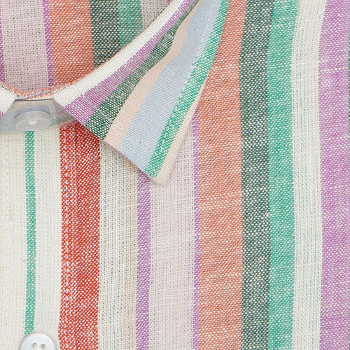 Men's 100% Cotton Roman Striped Half Sleeves Shirt (Multicolor) FSH1000553_2