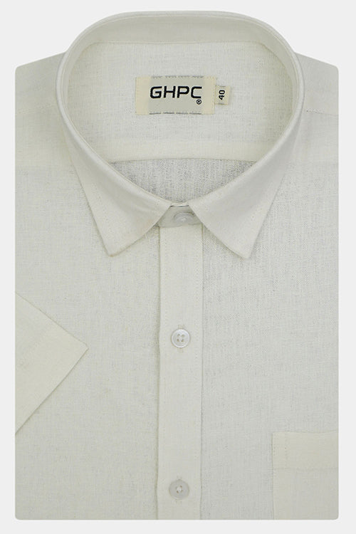 Men's 100% Linen Plain Solid Half Sleeves Regular Fit Formal Shirt (White) FSH1200101_1_351aa63f-646d-481d-93c5-d5a31763116d