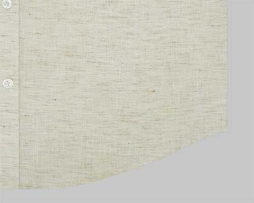 Men's Cotton Linen Plain Solid Half Sleeves Shirt (Brown)