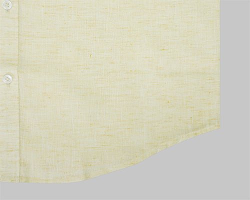 Men's Cotton Linen Plain Solid Half Sleeves Shirt (Gold)