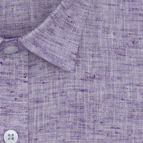 Men's Cotton Linen Plain Solid Half Sleeves Shirt (Purple)
