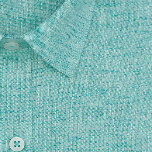 Men's Cotton Linen Plain Solid Half Sleeves Shirt (Turquoise)