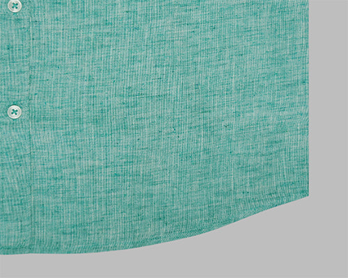 Men's Cotton Linen Plain Solid Half Sleeves Shirt (Turquoise)