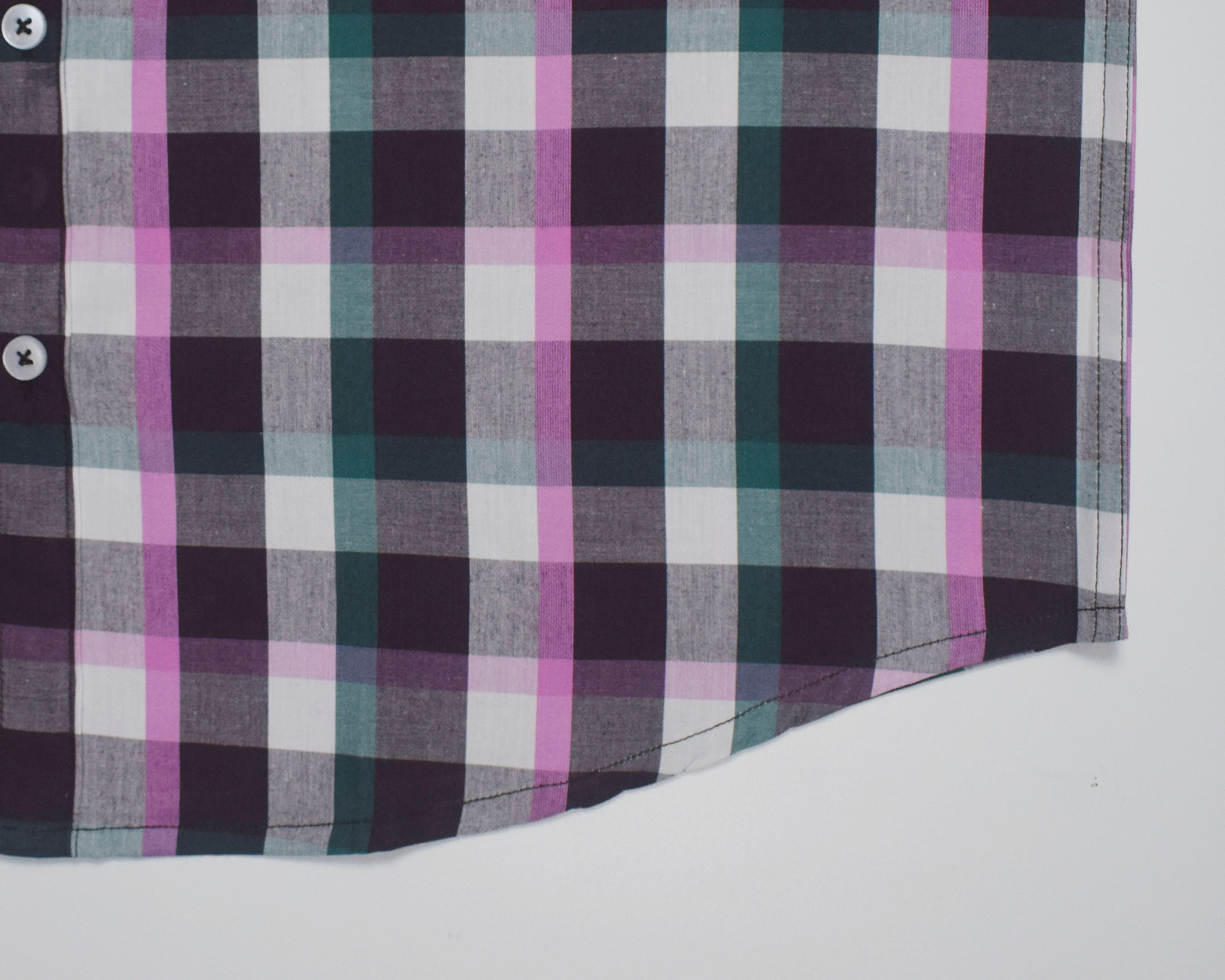 Men's 100% Cotton Plaid Checks Half Sleeves Shirt (Burgundy)