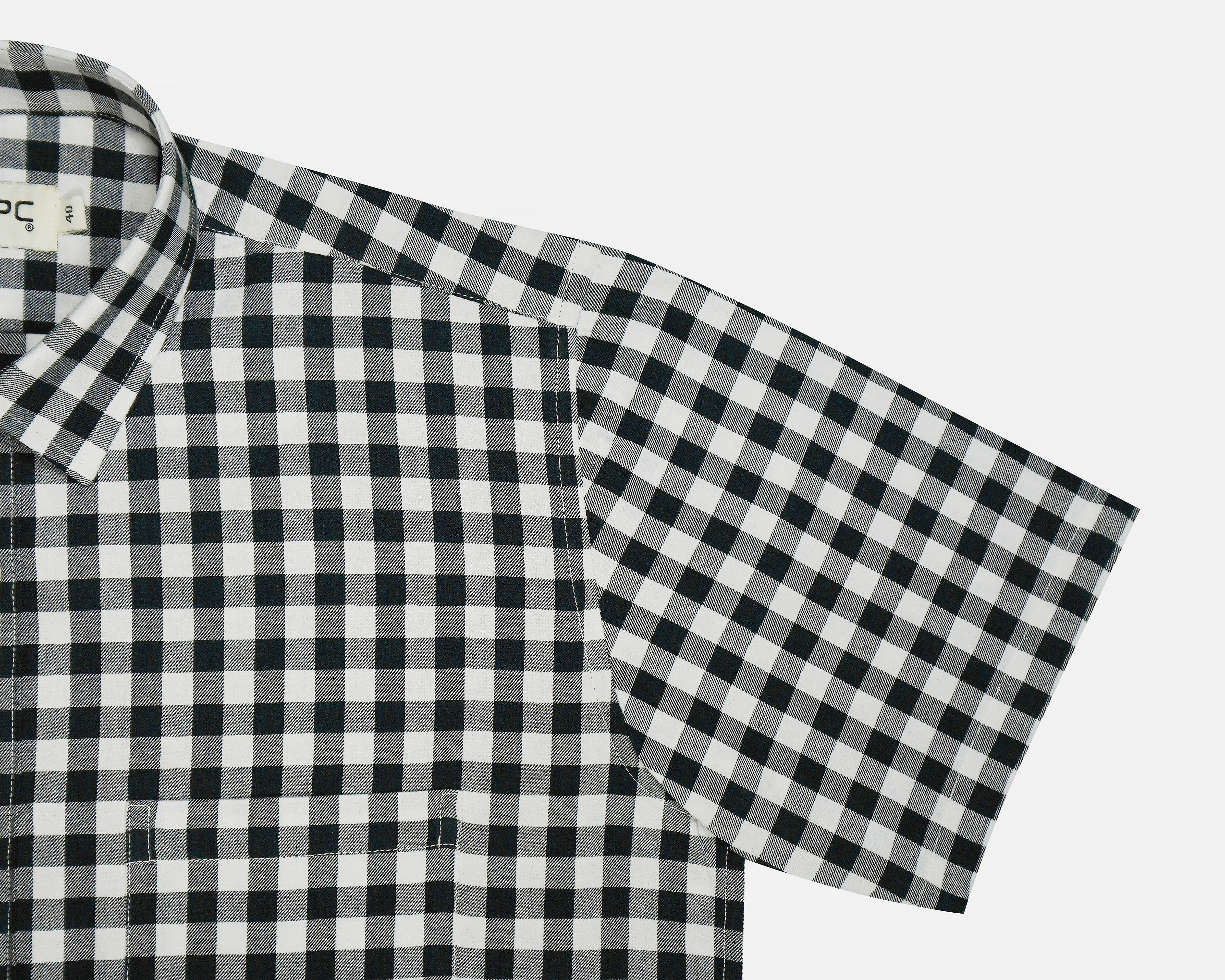 Men's 100% Cotton Gingham Checks Half Sleeves Shirt (Bottle Green)
