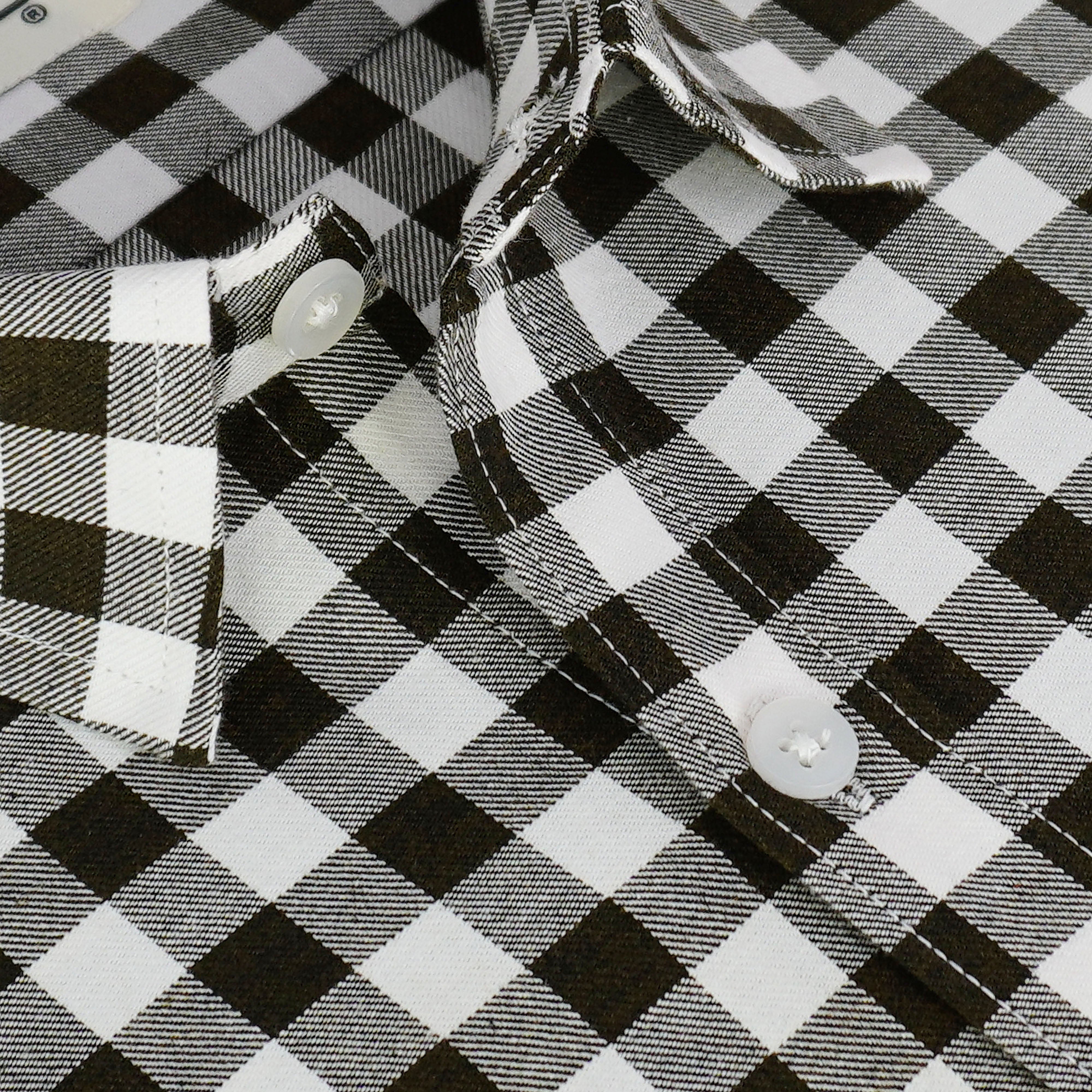 Men's 100% Cotton Gingham Checks Half Sleeves Shirt (Olive Green)