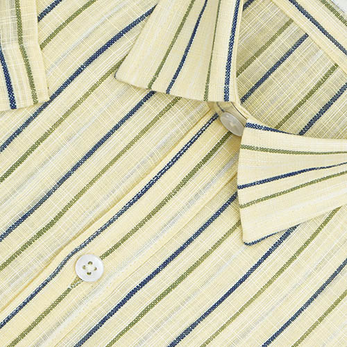 Men's Cotton Linen Chalk Striped Half Sleeves Shirt (Blue) FSH305547_3