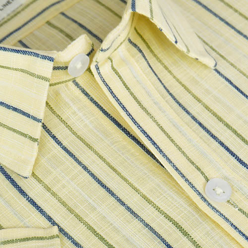 Men's Cotton Linen Chalk Striped Half Sleeves Shirt (Blue) FSH305547_4