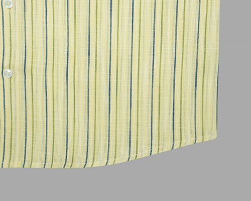 Men's Cotton Linen Chalk Striped Half Sleeves Shirt (Blue) FSH305547_6