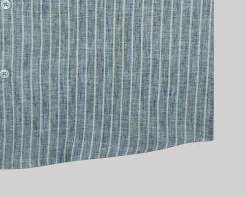 Men's Cotton Linen Chalk Striped Half Sleeves Shirt (Navy) FSH306103_6
