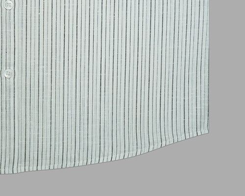 Men's Cotton Linen Balance Striped Half Sleeves Shirt (White) FSH306401_5