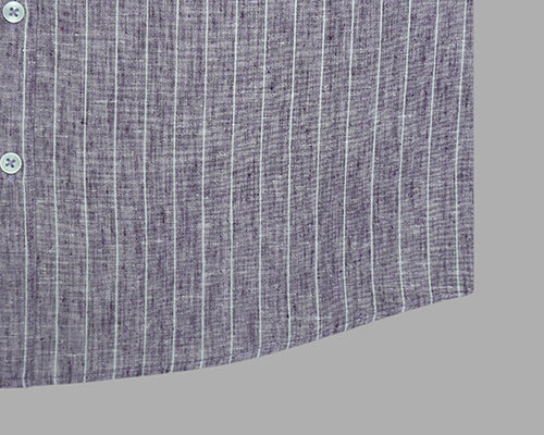 Men's Cotton Linen Chalk Striped Half Sleeves Shirt (Purple) FSH306713_5
