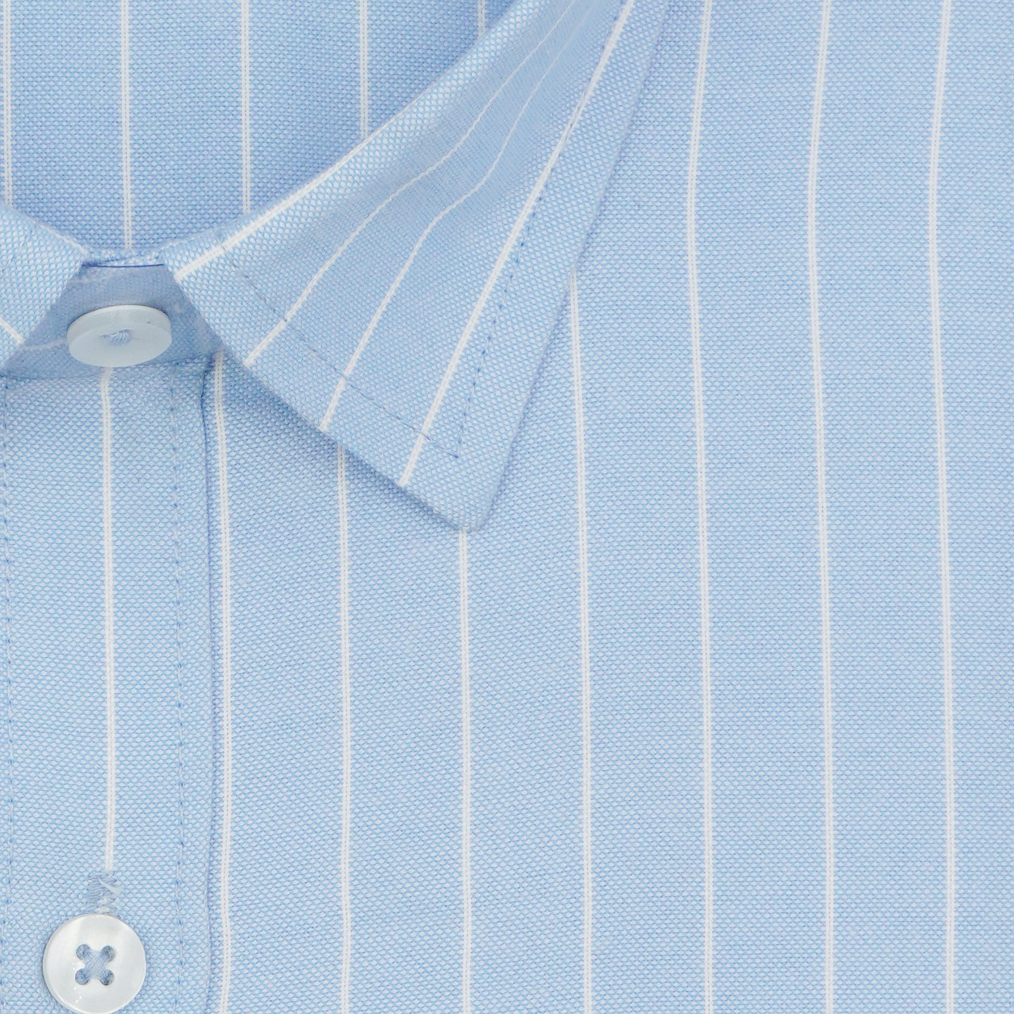 Men's Cotton Linen Striped Half Sleeves Shirt (Sky Blue)