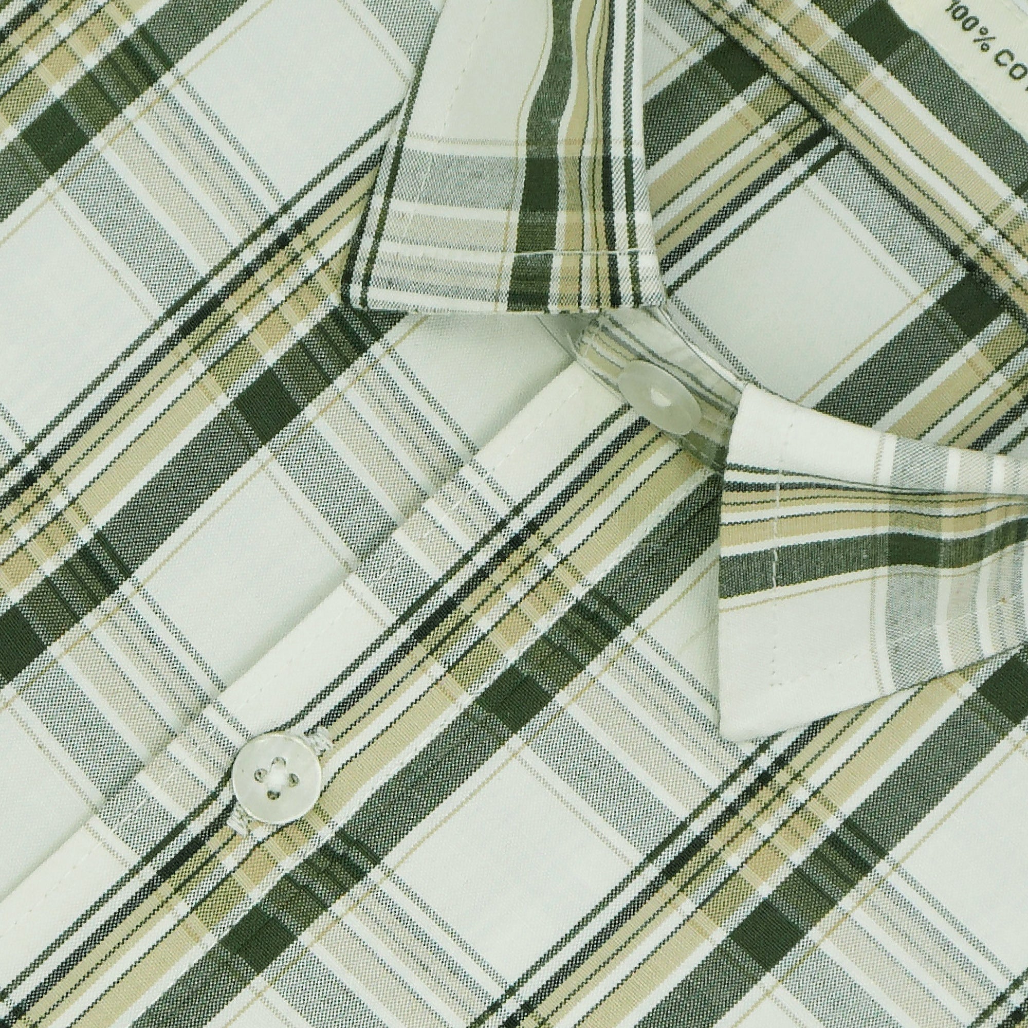 Men's 100% Cotton Checkered Half Sleeves Shirt (White)