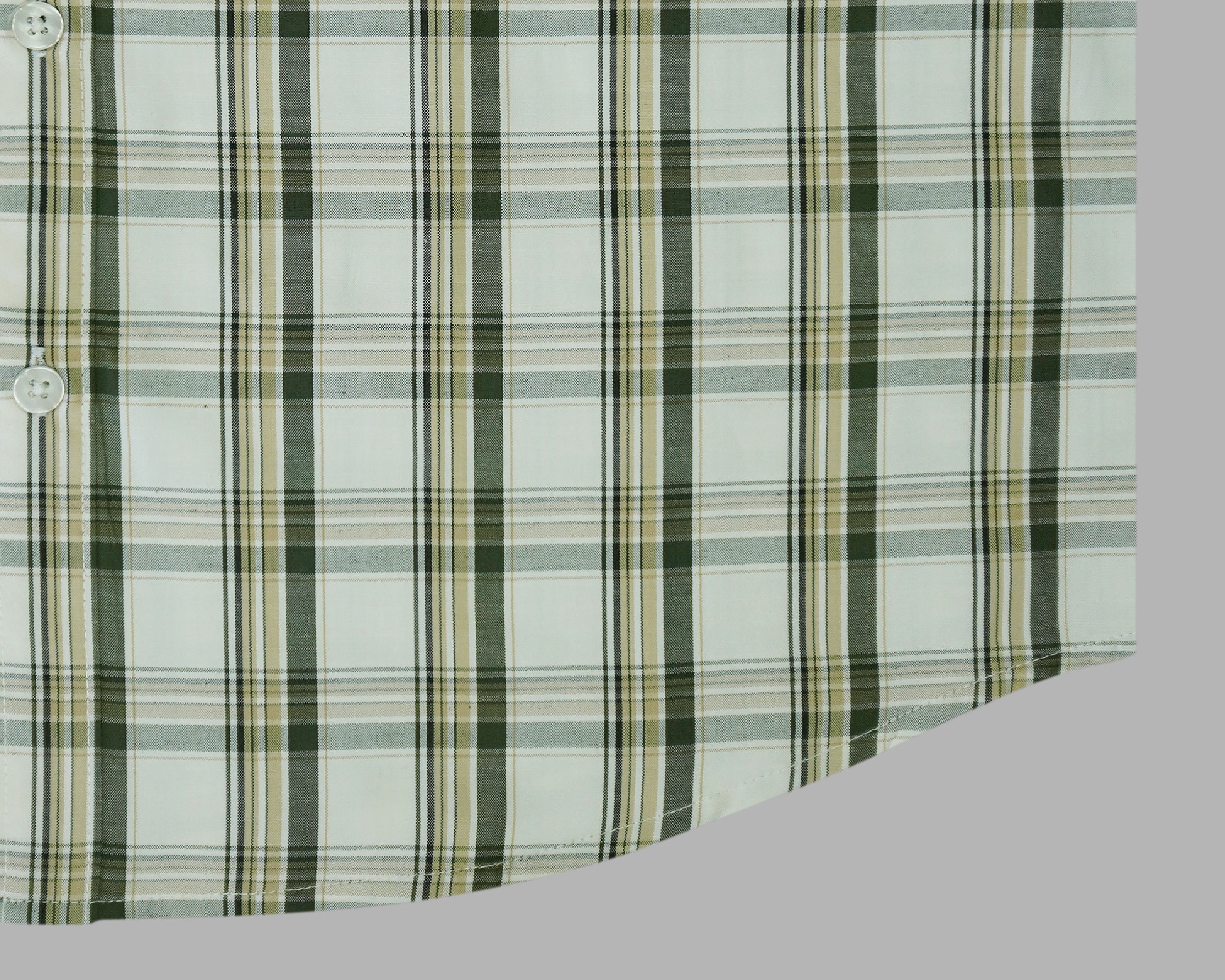 Men's 100% Cotton Checkered Half Sleeves Shirt (White)