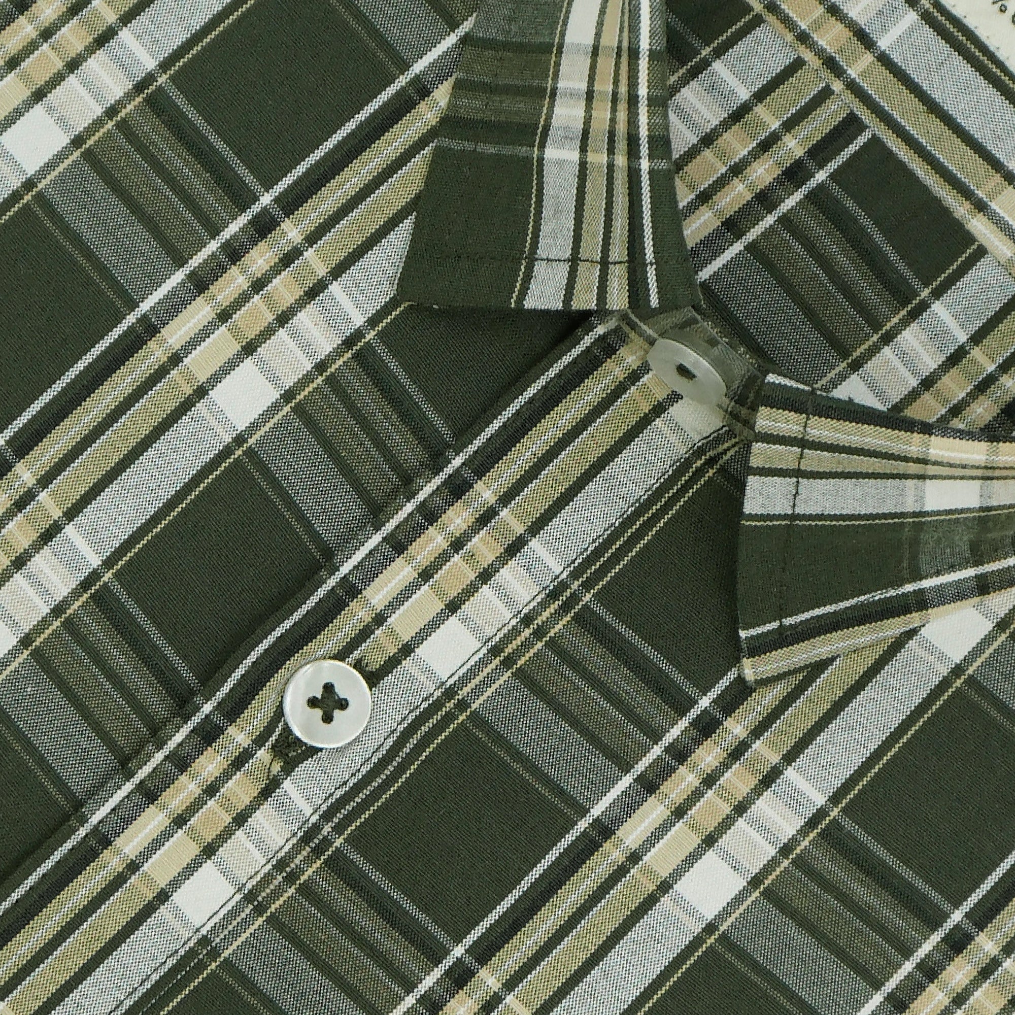 Men's 100% Cotton Checkered Half Sleeves Shirt (Green)