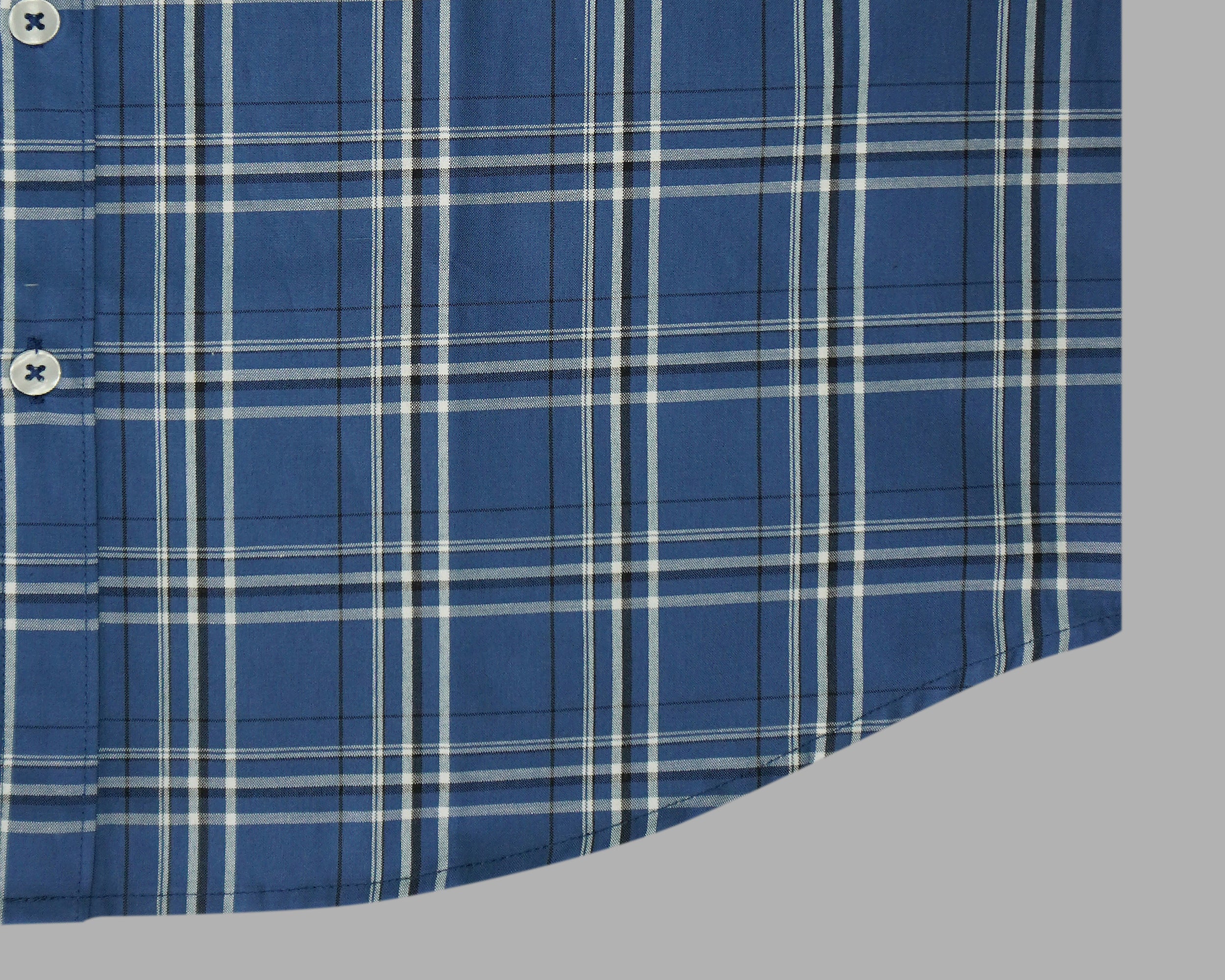 Men's 100% Cotton Checkered Half Sleeves Shirt (Blue)