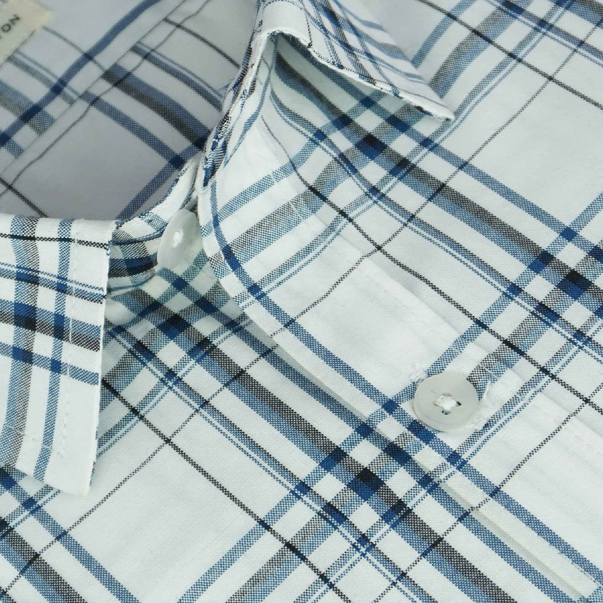 Men's 100% Cotton Checkered Half Sleeves Shirt (White)