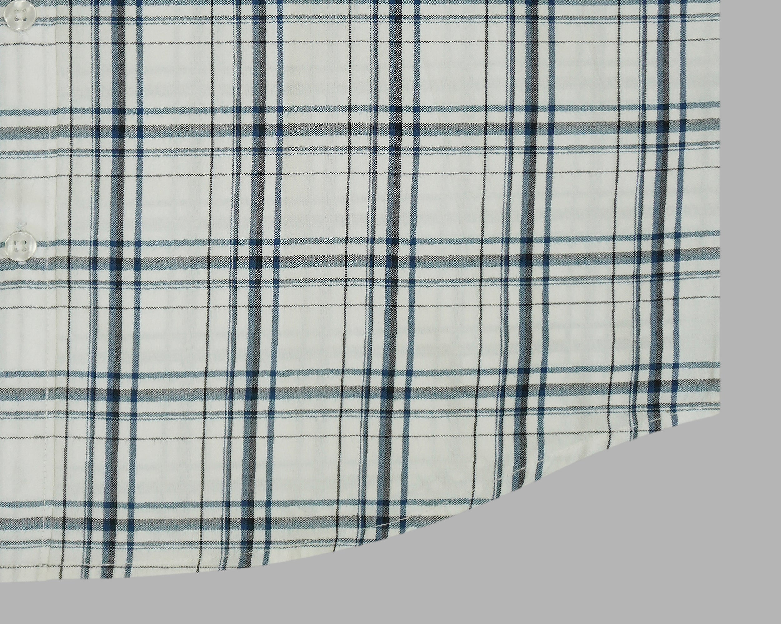 Men's 100% Cotton Checkered Half Sleeves Shirt (White)