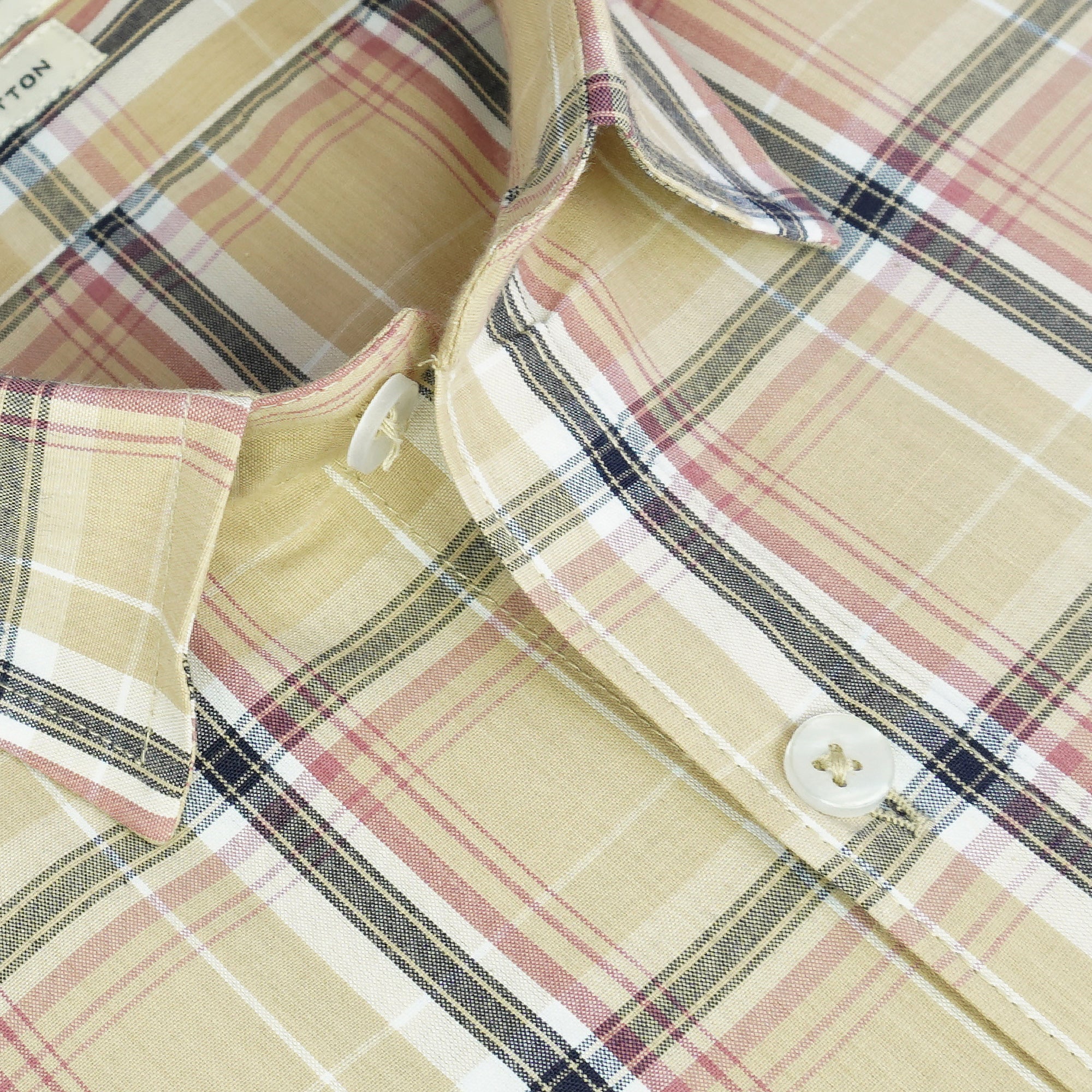Men's 100% Cotton Checkered Half Sleeves Shirt (Brown)