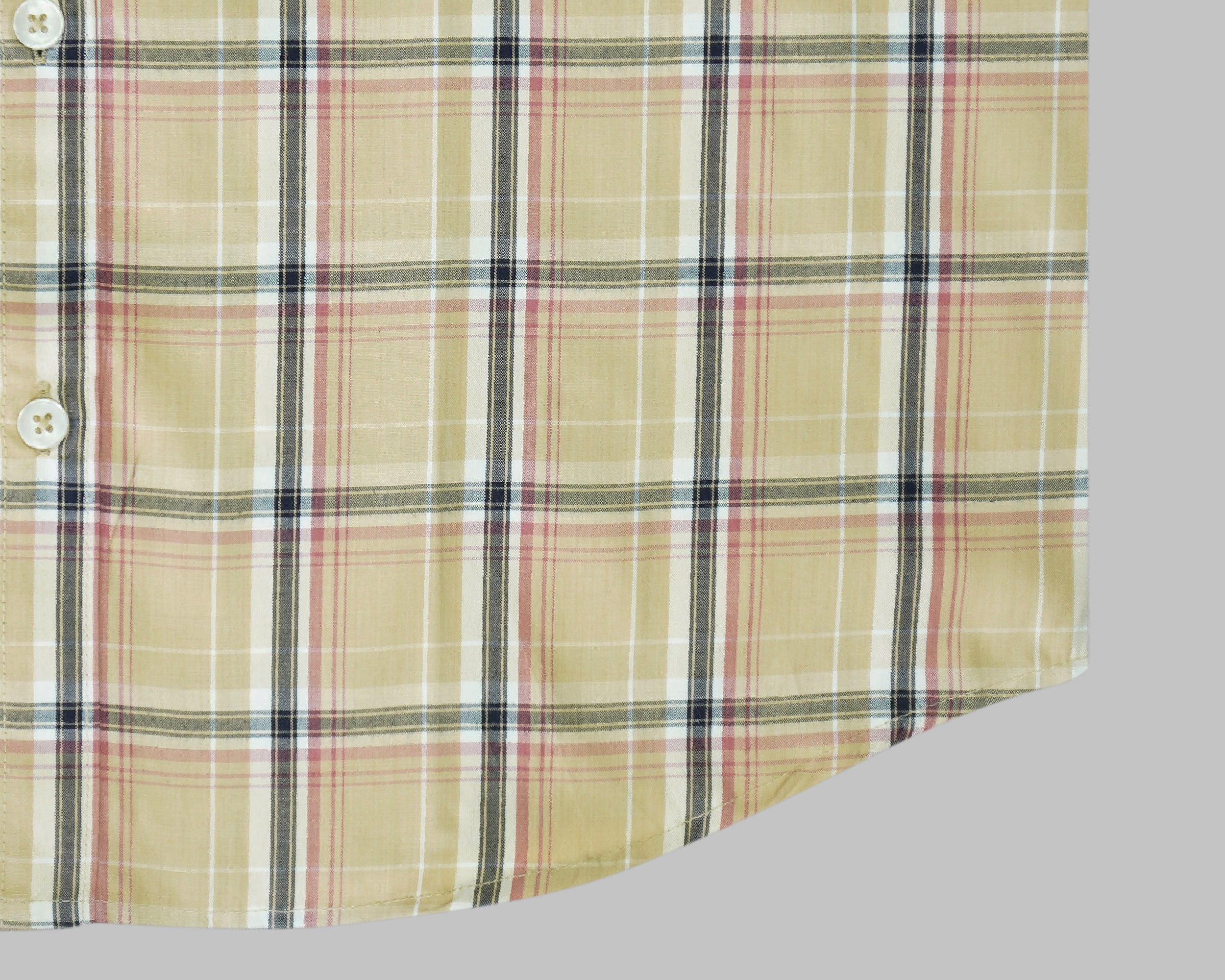 Men's 100% Cotton Checkered Half Sleeves Shirt (Brown)