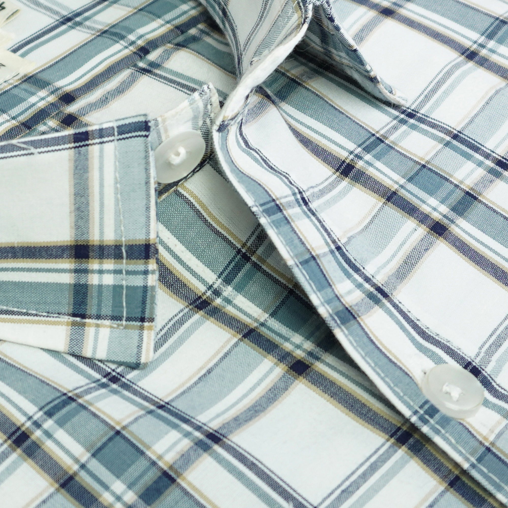 Men's 100% Cotton Checkered Half Sleeves Shirt (White)