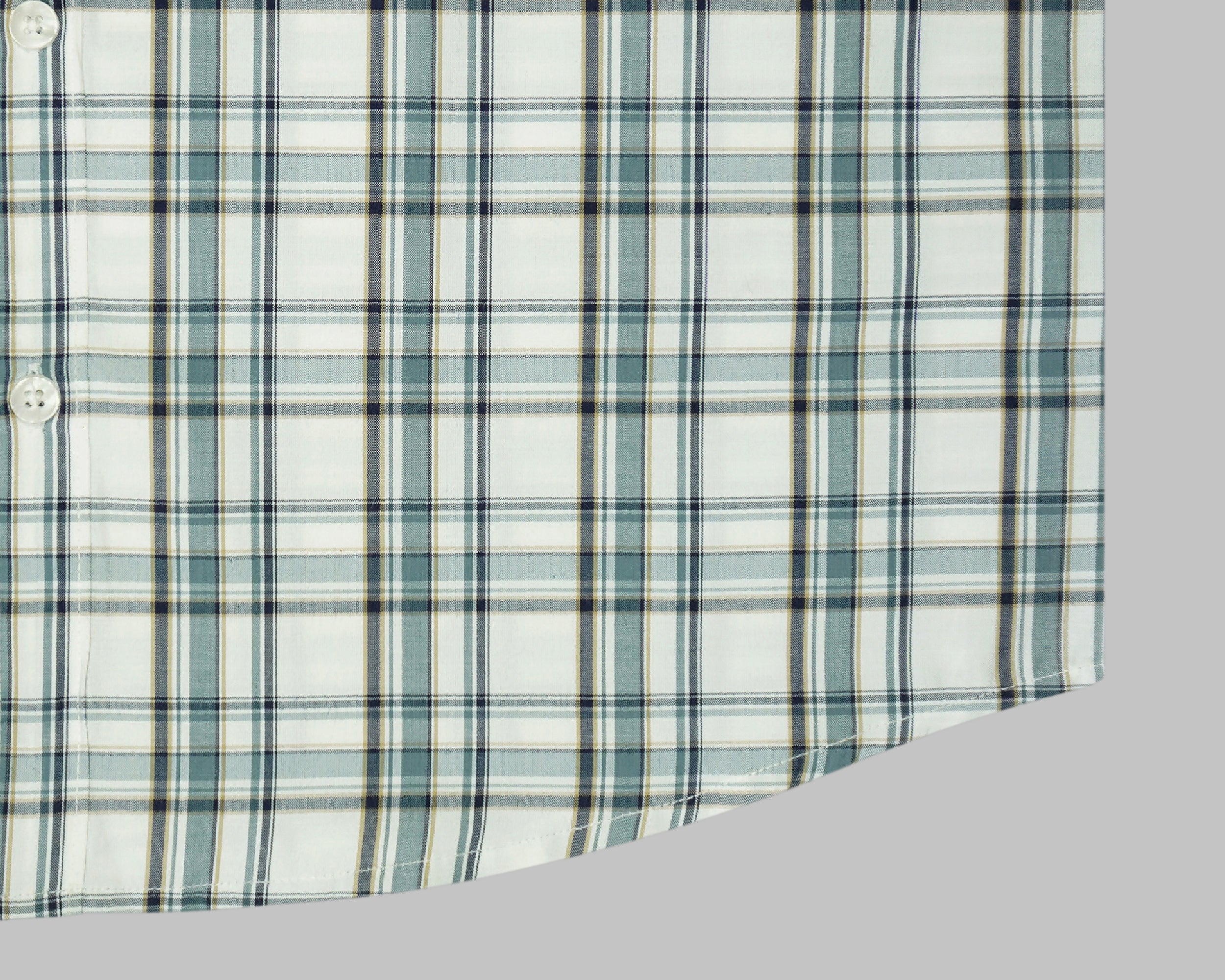 Men's 100% Cotton Checkered Half Sleeves Shirt (White)