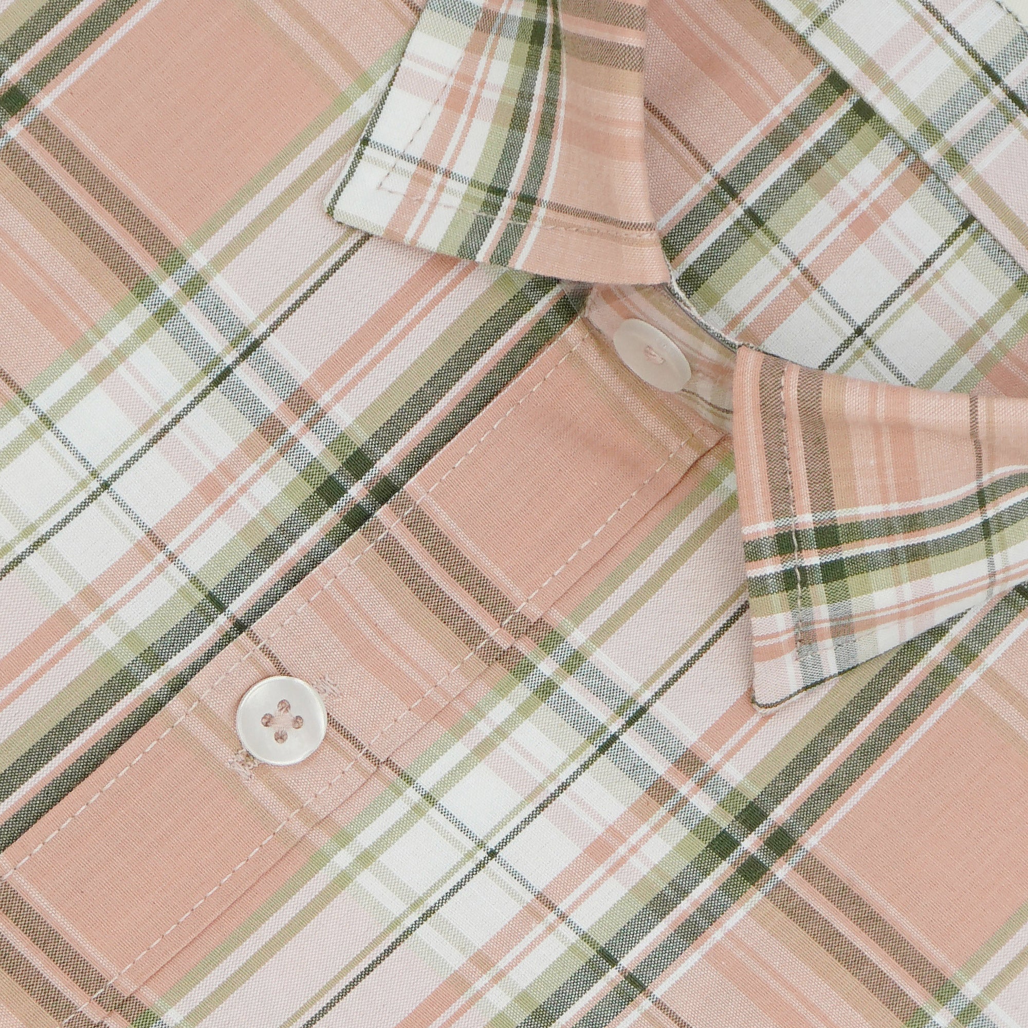 Men's 100% Cotton Checkered Half Sleeves Shirt (Peach)