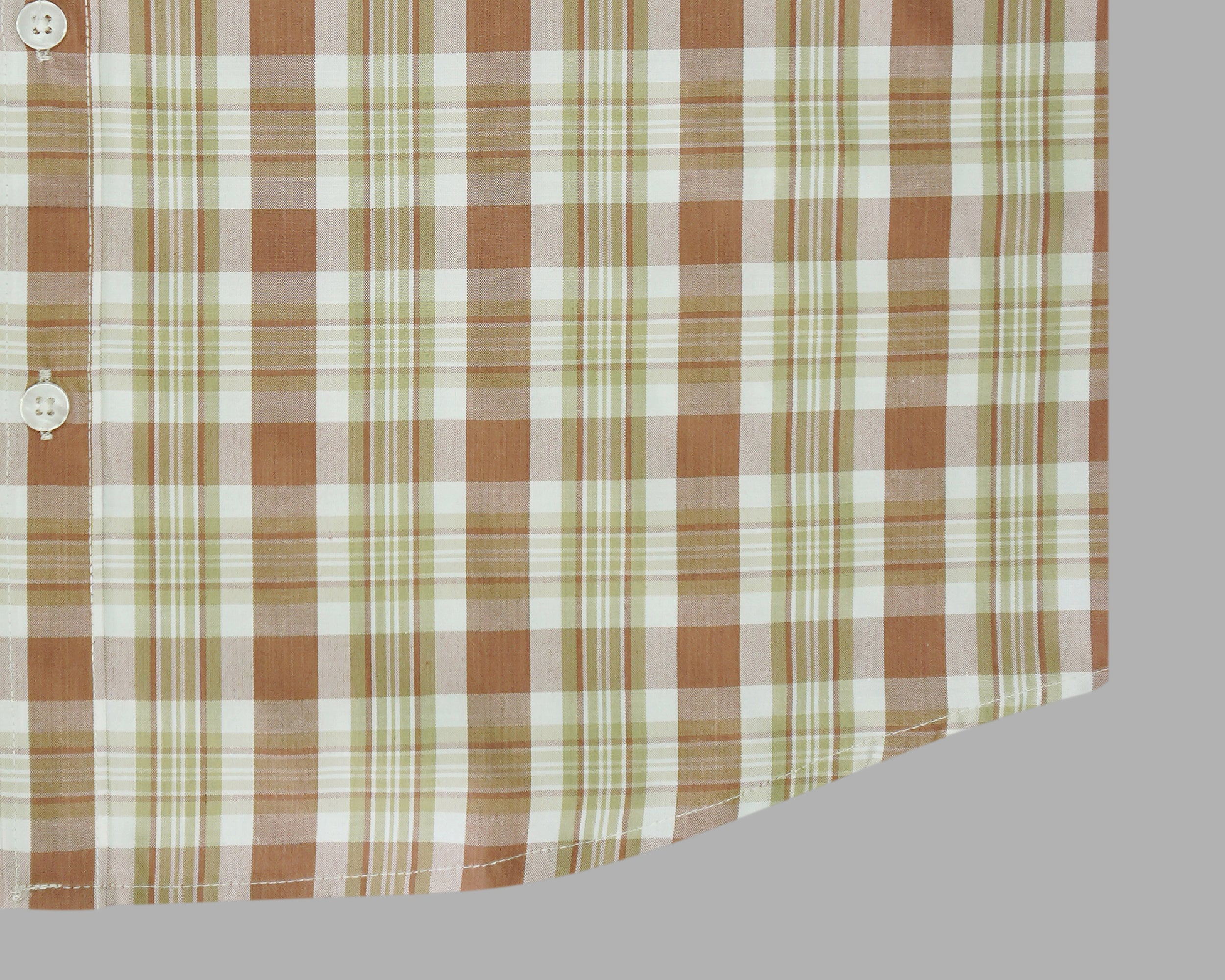 Men's 100% Cotton Checkered Half Sleeves Shirt (Brown)