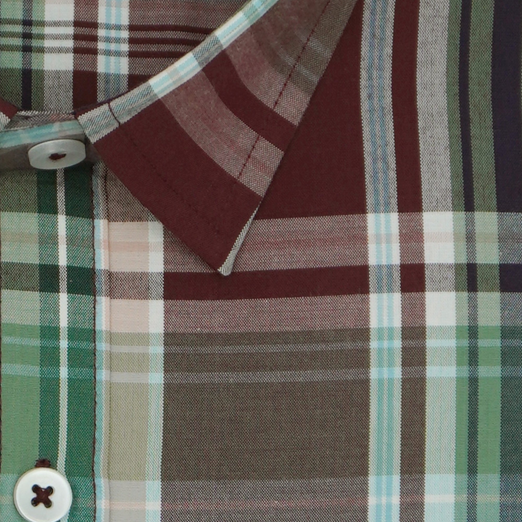 Men's 100% Cotton Checkered Half Sleeves Shirts (Maroon)
