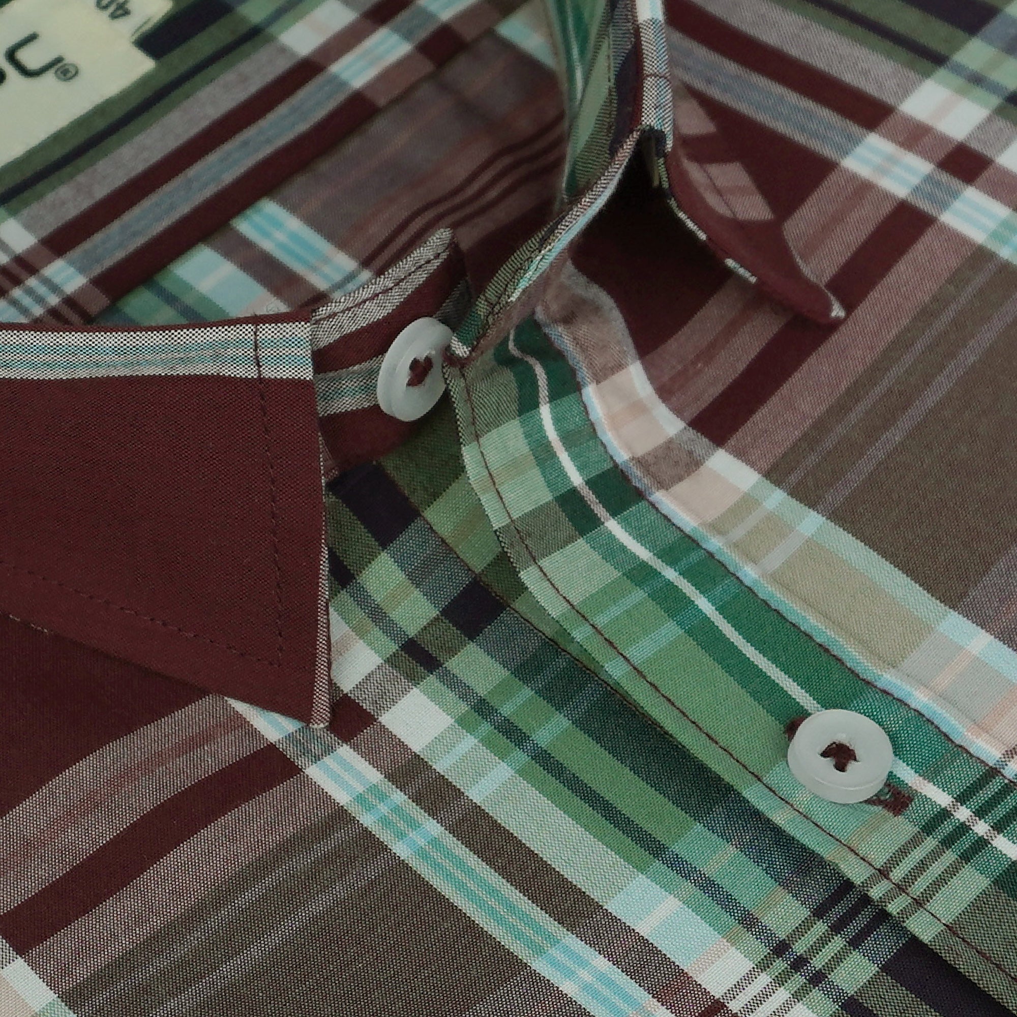 Men's 100% Cotton Checkered Half Sleeves Shirts (Maroon)