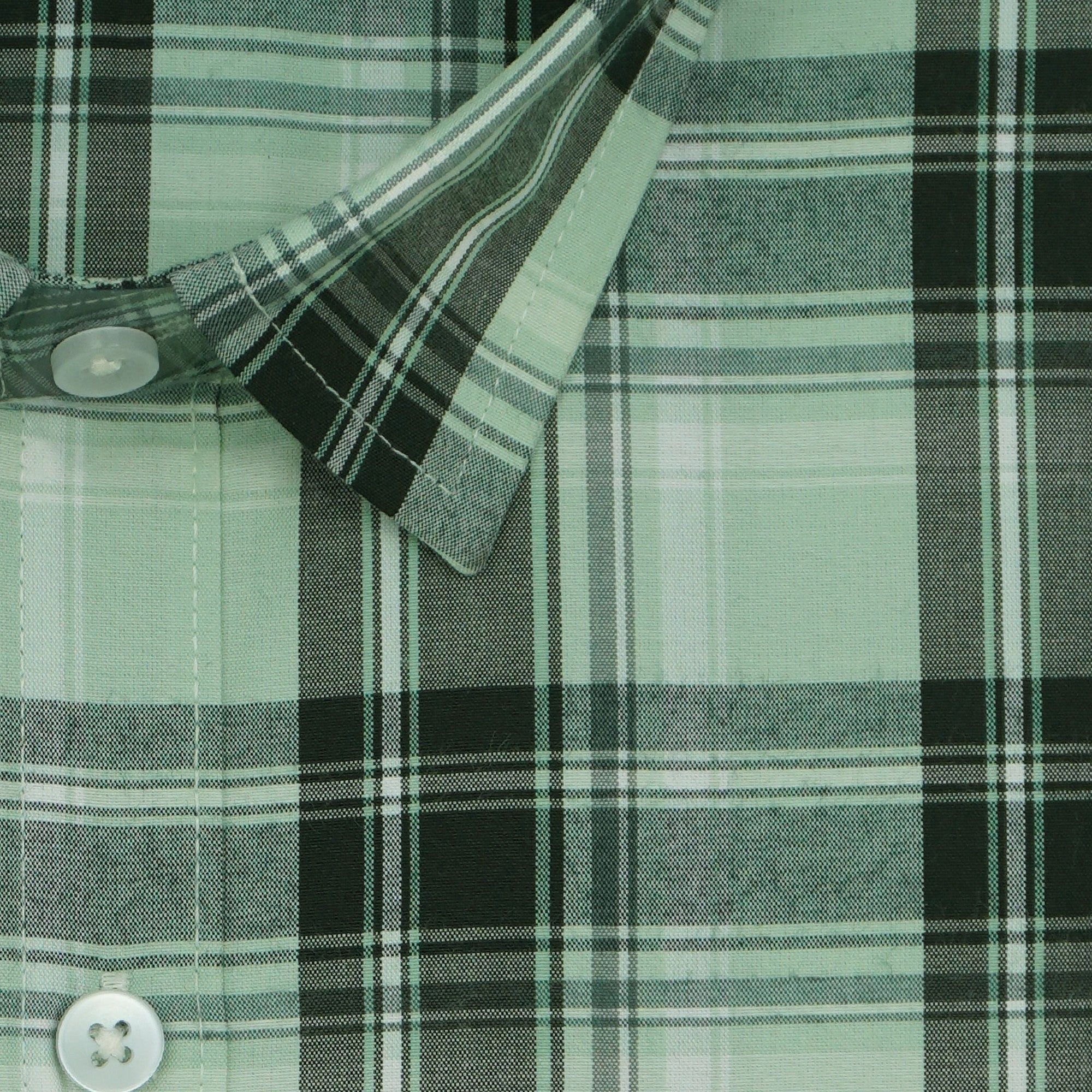 Men's 100% Cotton Checkered Half Sleeves Shirts (Sea green)