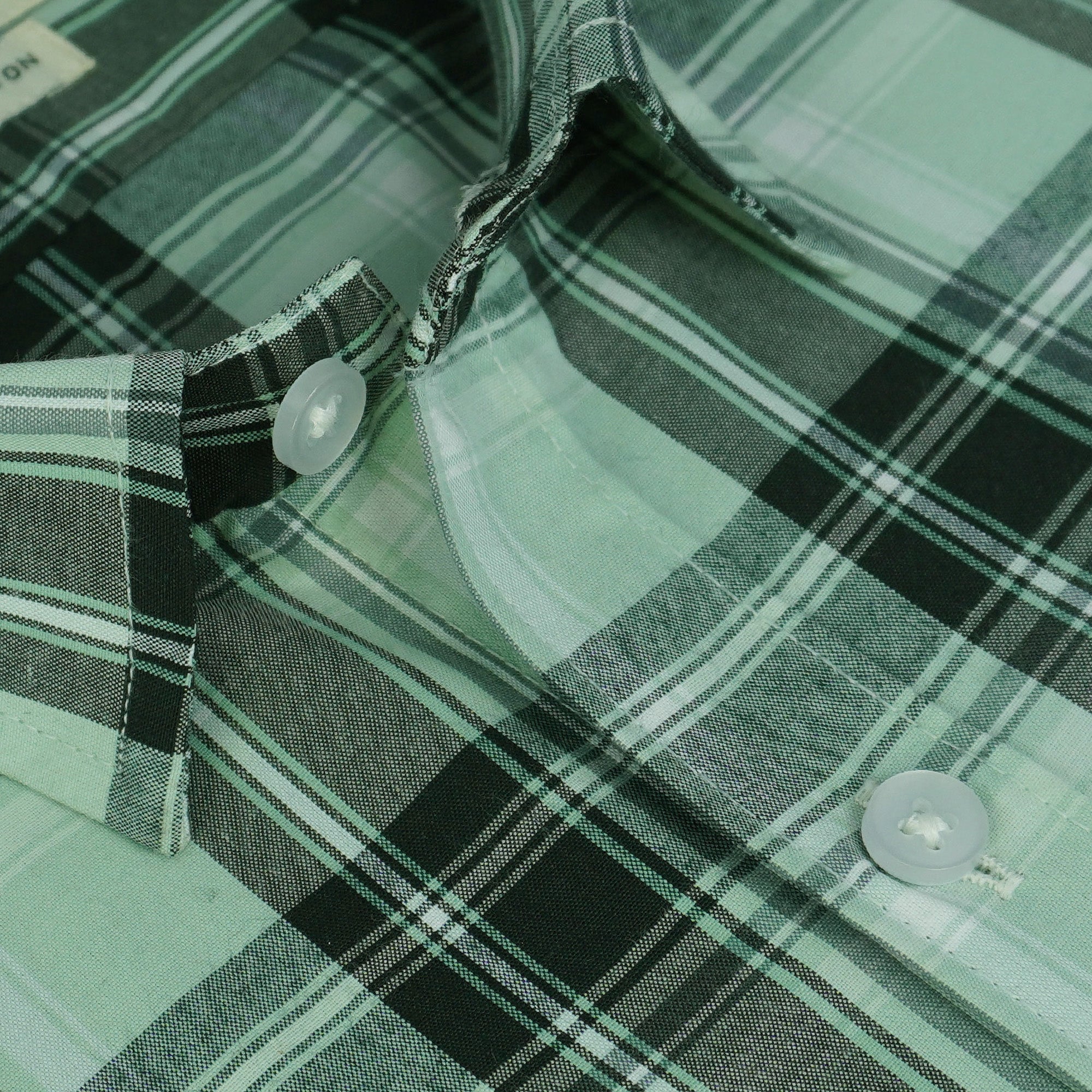 Men's 100% Cotton Checkered Half Sleeves Shirts (Sea green)