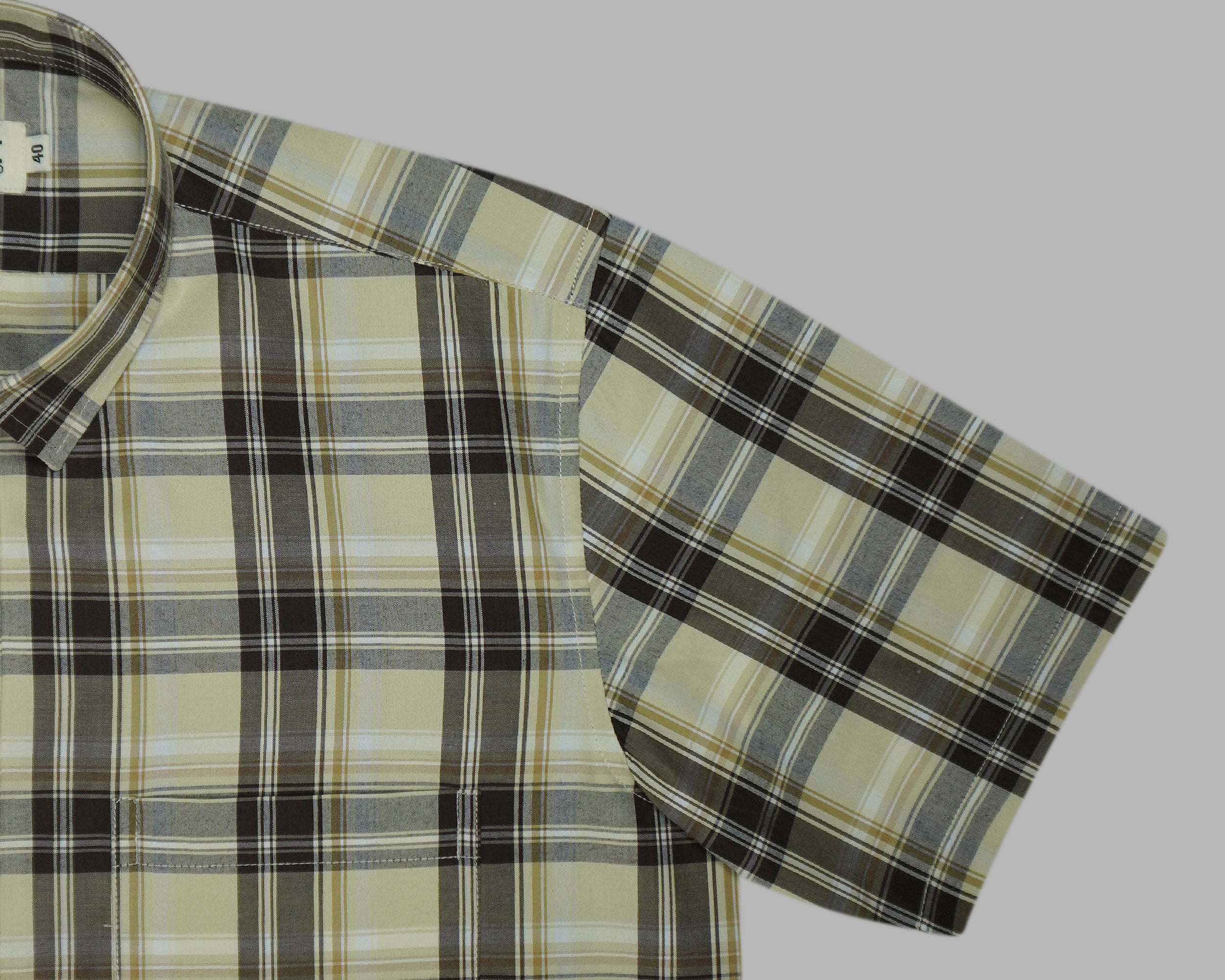 Men's 100% Cotton Checkered Half Sleeves Shirts (Brown)