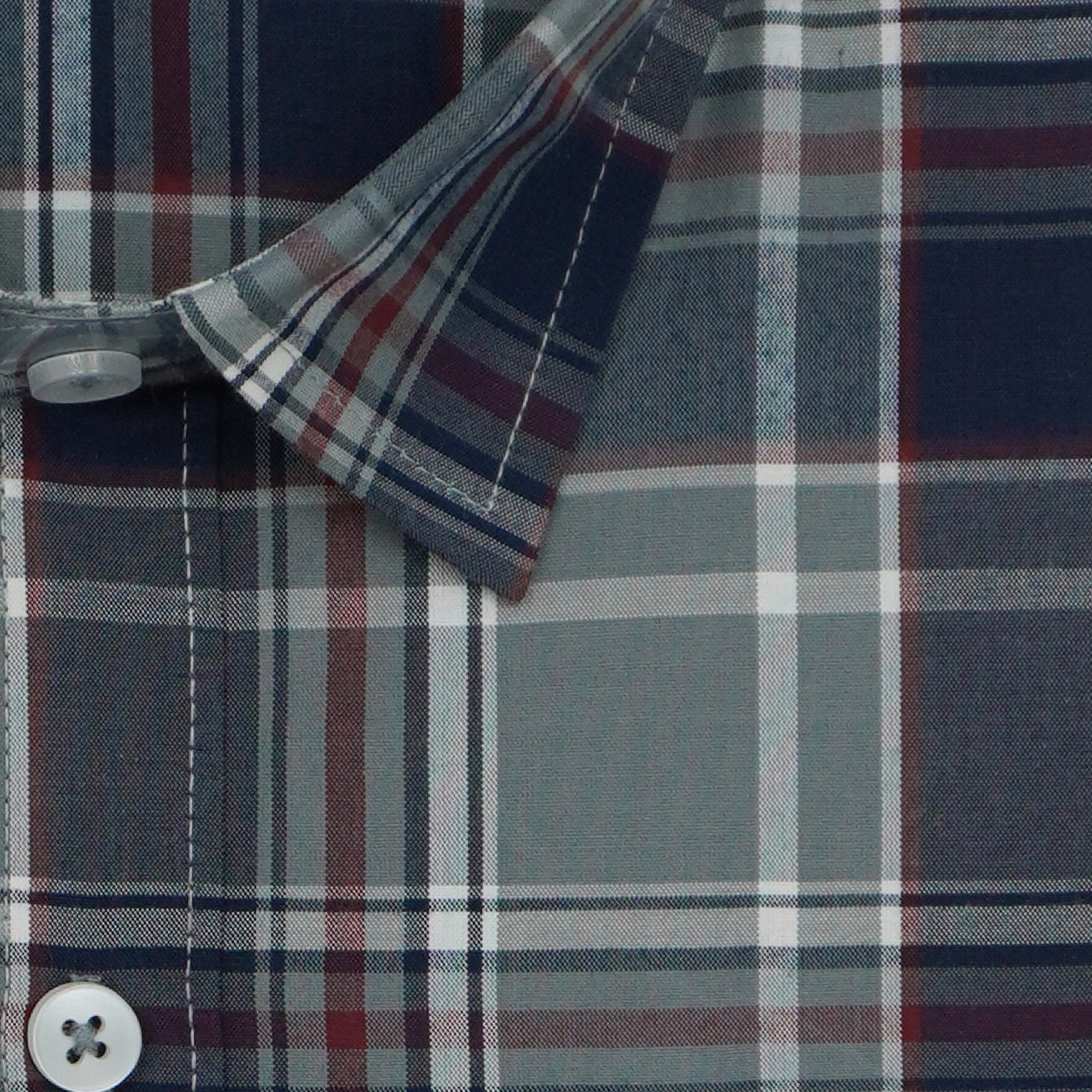 Men's 100% Cotton Checkered Half Sleeves Shirts (Grey)